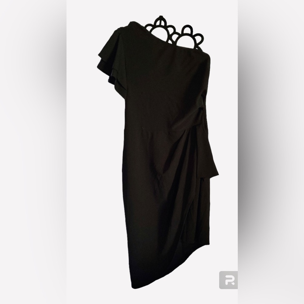 NWT BTFM One Shoulder Cocktail Dress in Black with Ruffled Sleeve